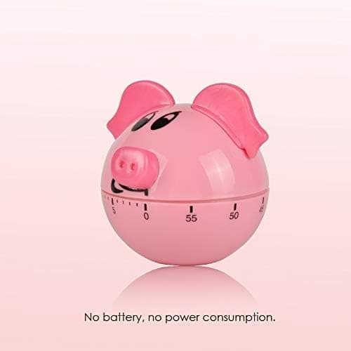 Mechanical Kitchen Timer Pink Pig Cartoon Cute Shape Hour Meter Countdown Alarm Clock Suitable for Baking, Cooking and Learning