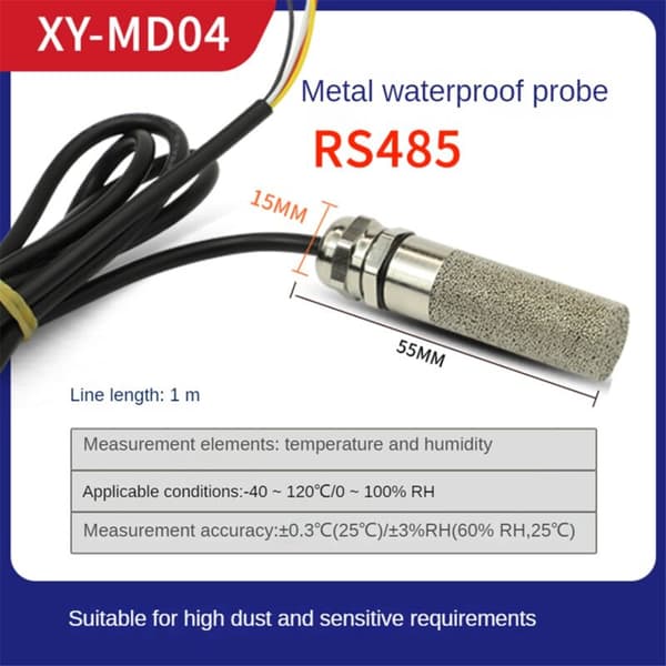 DC5-28V RS485 Modbus Temperature and Humidity Transmitter XY-MD03 Temperature and Humidity Collector - Metal Head