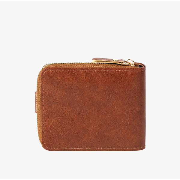 Compact and Elegant PU Leather Wallet Brown Svart