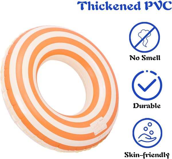 Retro Striped Thick Inflatable Swim Ring, Summer Outdoor Beach Pool Swim Ring, Suitable for Adults