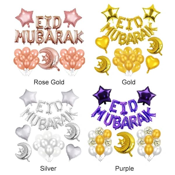 Eid Mubarak -kirjainfoliopallot RUUSUKULTA