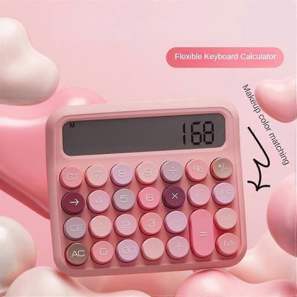 Mechanical Calculator 12 Digits with 5-inch LCD Screen, Large Buttons, Cute Desktop Calculator for Office and Home Use