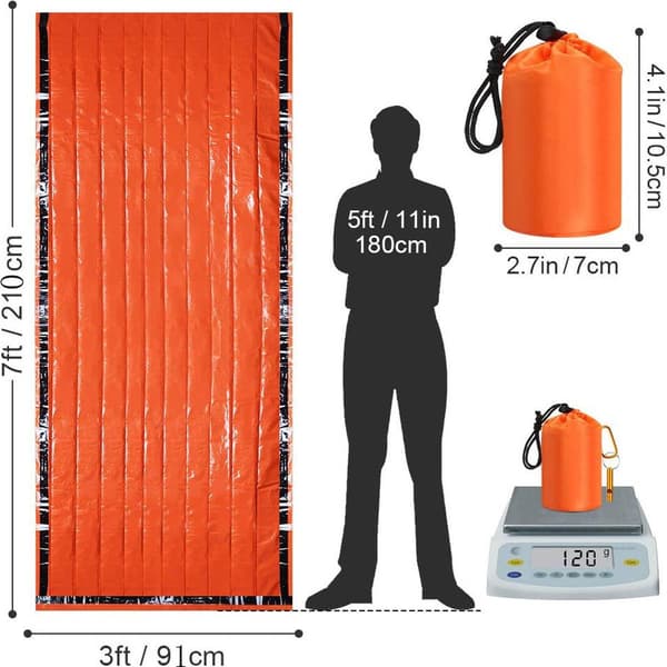 Lightweight Emergency Tent, 1-2 Person Survival Sleeping Bag, Orange