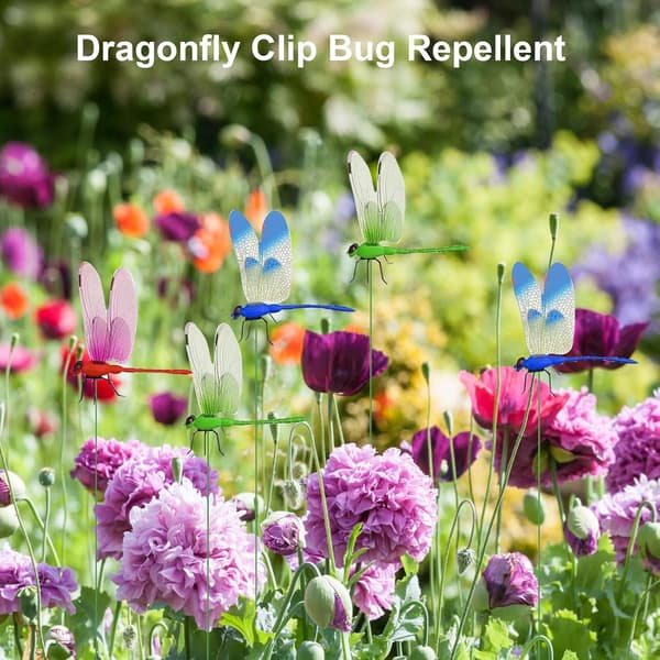 Outdoor Decoration Dragonfly 12 Pcs 3D Pole Clips Compatible with Garden[LD]