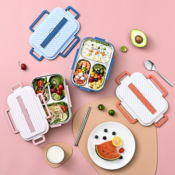 Bento Lunch Box 1050ml Double Layer 3 Compartment Design 304 Stainless Steel