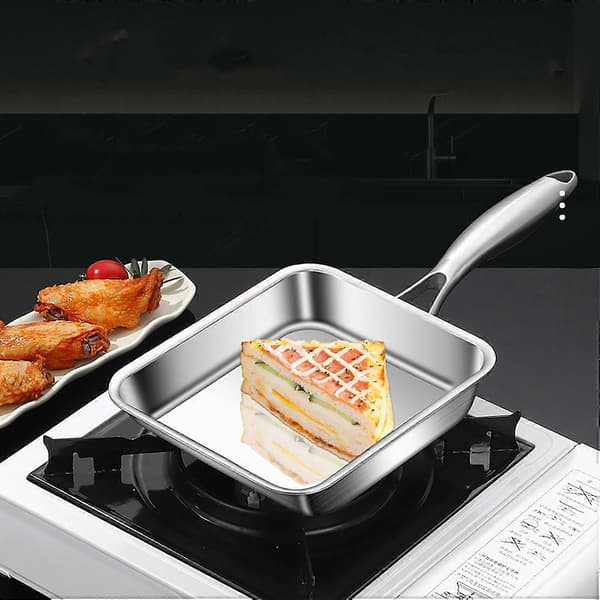 Japansk omelet firkantet æggepande i rustfrit stål til tilberedning af omeletter 19 cm