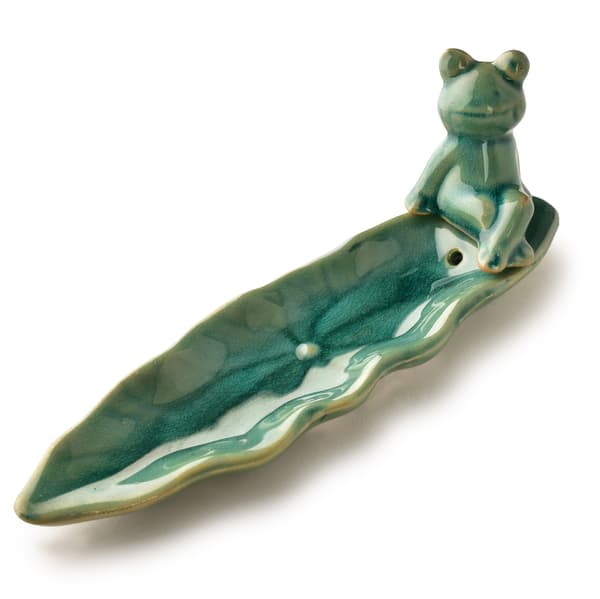 Ceramic Incense Holder MONDEX Frog 20x5.5x7.5 cm Green/Grey 1 pc