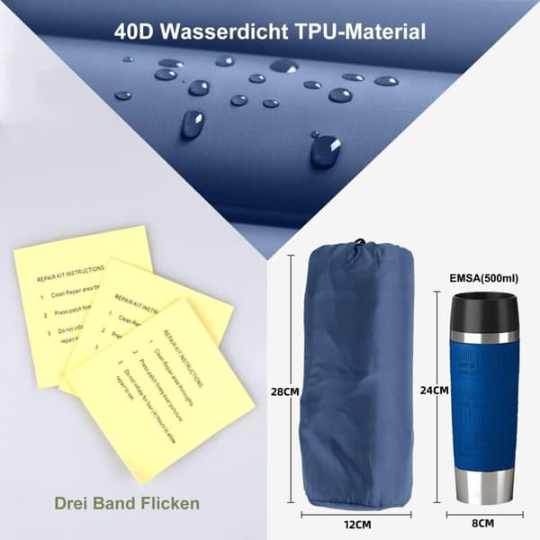 Inflatable Camping Sleeping Pad with Foot Pump 200x70x8cm Thickened Air Mattress Ultralight Moisture-proof for Backpacking Hiking Camping