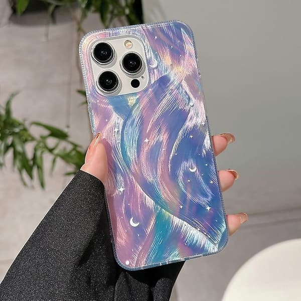 För iPhone 12 Dubbla Lager Gradient Dröm Stjärnklar Akryl Hybrid TPU Telefonfodral
