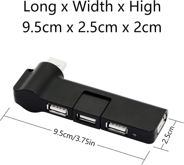 180° Rotation USB 2.0 Hub-expansion, USB 4-portars hubb, Kan Rotera
