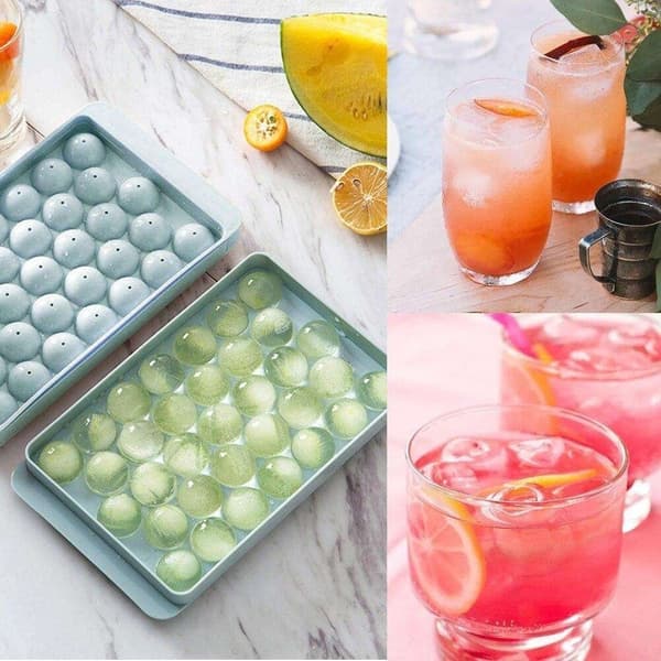 Isform 2-pak – Runde Iskugler til Whisky, Drinks & Champagne – Silikoneforme med Låg multifärg multicolor