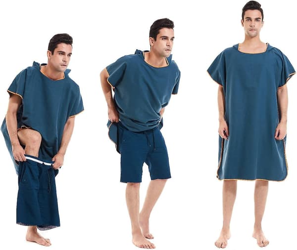 Tibetansk Cyan Badekåbe - Let og hurtigtørrende mikrofiber surfponcho til mænd og kvinder