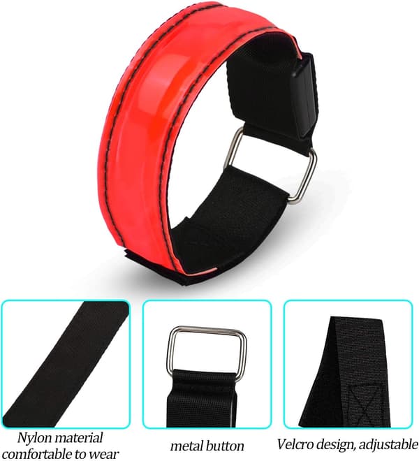 LED-Reflekterande Armband, Laddningsbart LED-Armband Luminous Armband Nattsäkerhet Hög Synlighet, För Utomhussporter Cykling Jogging Säkerhet Fluorescerande