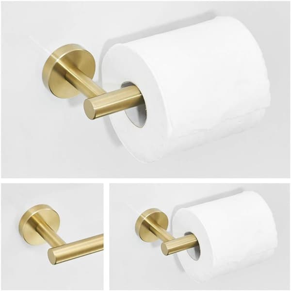 Pyyheteline/WC-paperiteline/kylpyhuonekoukku, harjattu kulta, 3 kpl ruostumatonta terästä