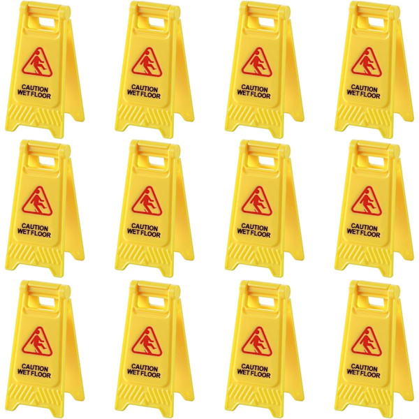 12 st gula minivarningsskyltar för