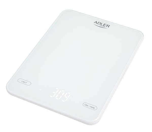 Adler AD 3177w Kitchen Scale 10kg, USB Charging, White 640
