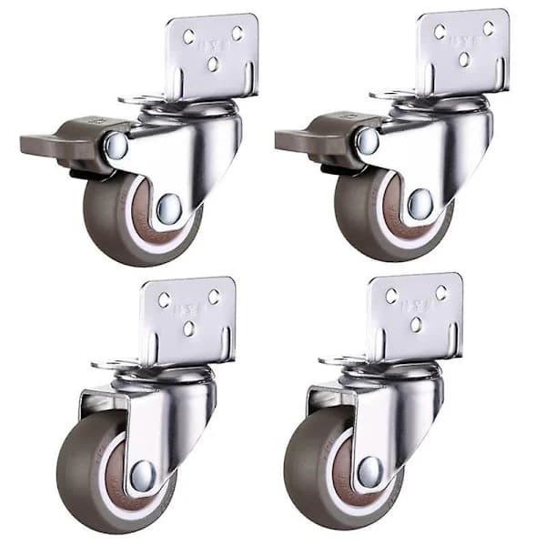 Furniture Casters Equivalent to Rollers - 1.0 Inch - 4 Pcs (Two Braked, Two Non-Braked)