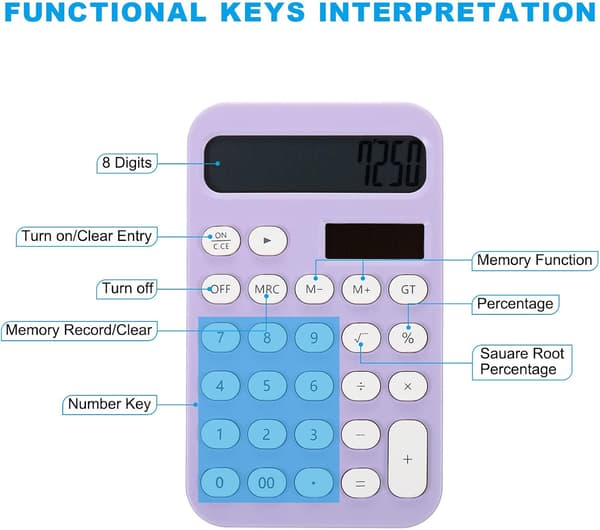 Desktop Calculator, 12-Digit Large LCD Display Standard Function Desktop Calculator Portable Cute Calculator for Home Office