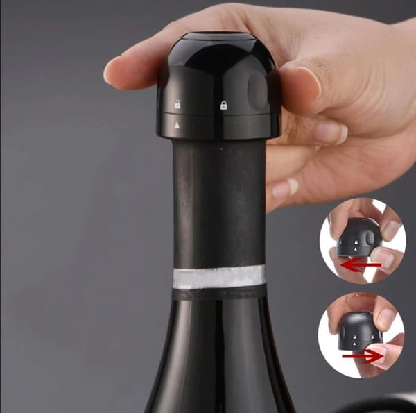 Champagne- og vinprop 1-, 2- eller 4-pak Sort Sort Black 1-pack