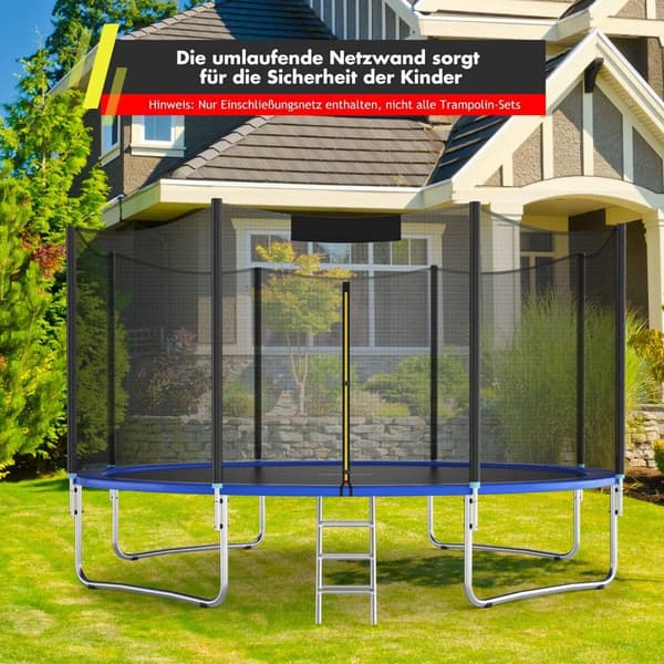 Trampolinnät för 366 cm runda ramar med dragkedja