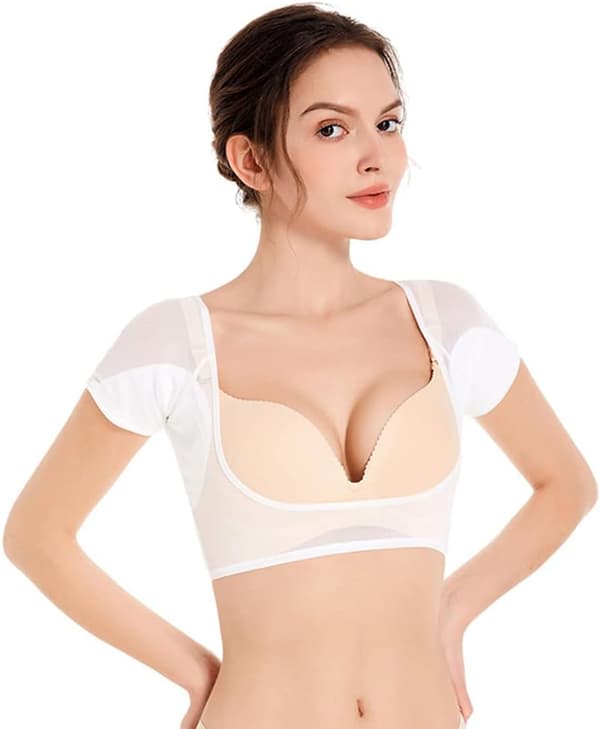 ##/M, Vita Svedbeskyttelse til Armhuler T-Shirt Form Svedbeskyttelse##/