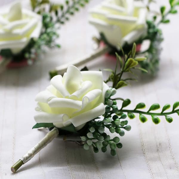Blomsterskum Corsage Bryllupsblomster Til Bryllup (hvid, 6-pak)