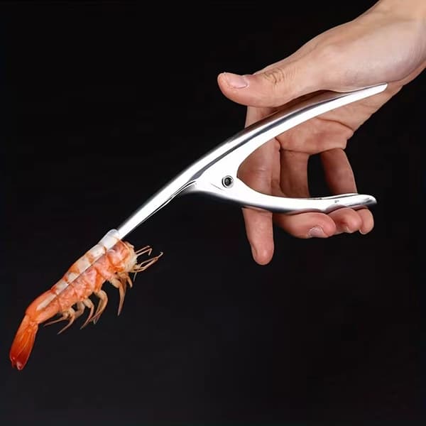 Herringbone Pattern Stainless Steel Shrimp Peeler - Ergonomic Seafood Tool for Shrimp, Crab, and Lobster