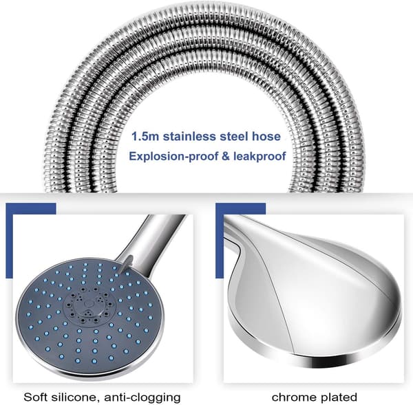Brusehoved med 1,5 m bruseslange, stor størrelse (15 cm diameter)