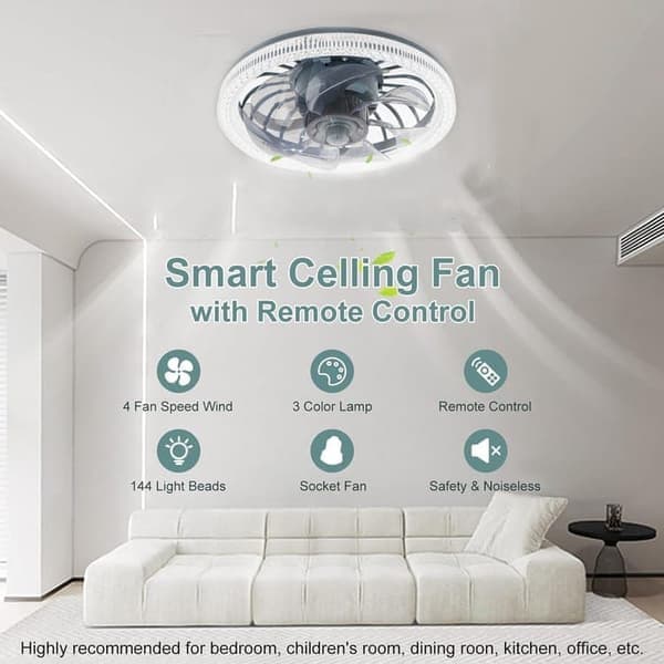 Ceiling Fan Dimmable Ceiling Light Silent Fan Lamp, with Remote Control