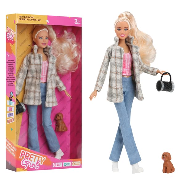 Barbie-dukke 30 cm - Langt hår & fin efterårs-/vinterkjole | Ny i Kompatibel medpakning 5 5