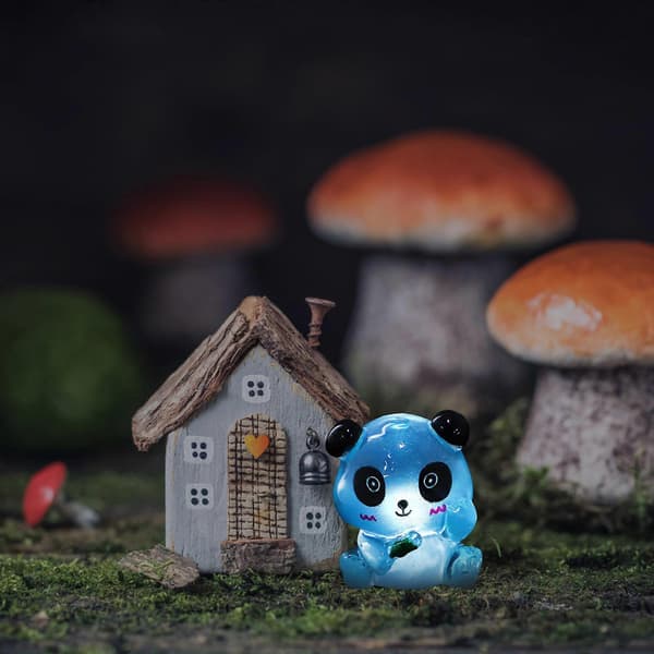 Natlysende Panda Mini Harpiksfigurer til Dekoration 1 Sæt Blandede Farver-FX-