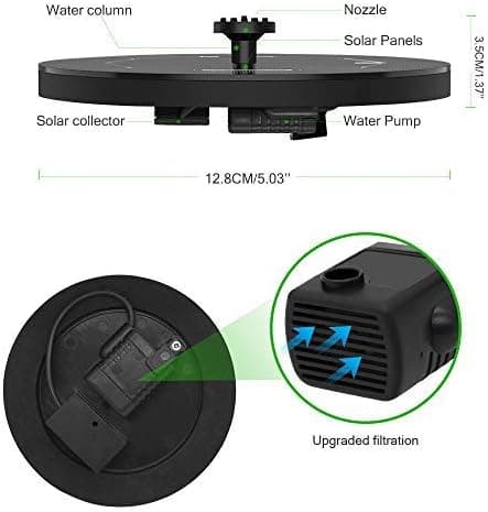 Solcellsdriven fontänpump, solcellsdriven vattenpumpsats för damm, fontän, trädgårdsdekoration, ingen elektricitet krävs