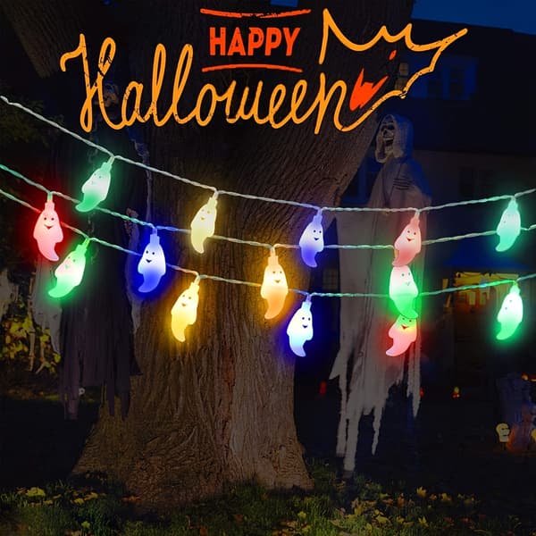 LED-lyslenker 3M 20-lys Fargelysende spøkelse til Halloween-dekorasjon (Batteriversjon)