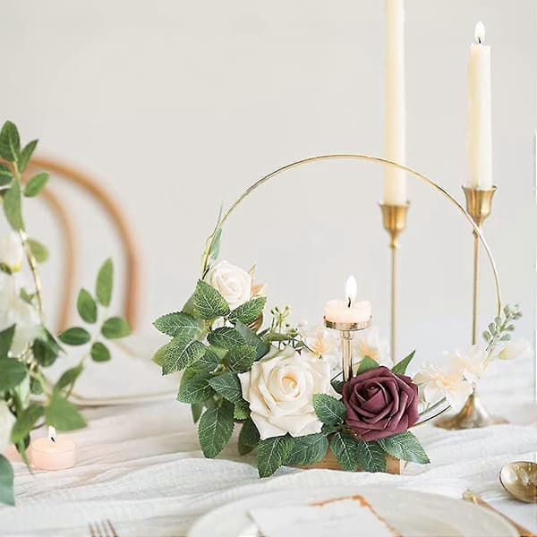6 pcs 30 cm Metal Ring Decoration for Table, Wreath Ring with 6 pcs H Ds, Hoo