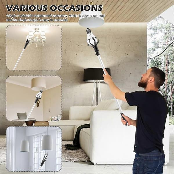 3-4M Mounted Light Bulb Changer for High Ceilings, Light Bulb Changer with Telescopic Pole, Basket