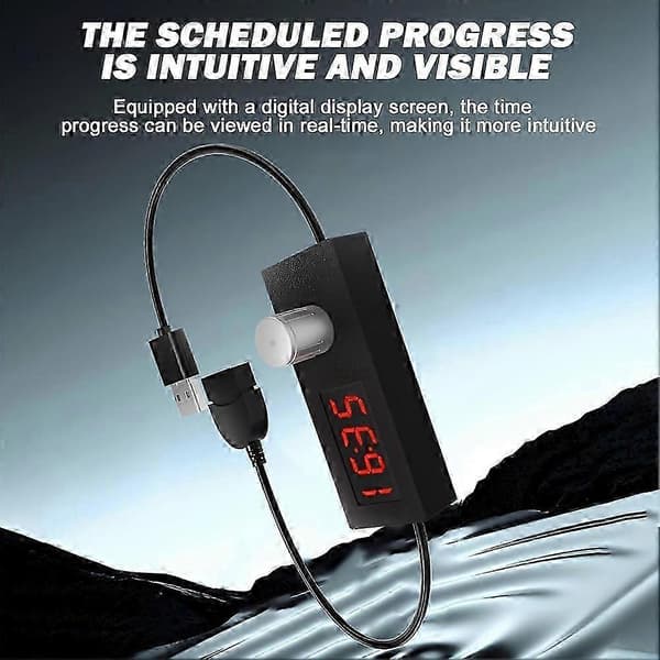 2-pakning 5V 2A USB-timeruttakskabler: USB-nedtellingstimerkabel, justerbar 24 timer og automatisk avstengningsfunksjon Utgave 0428