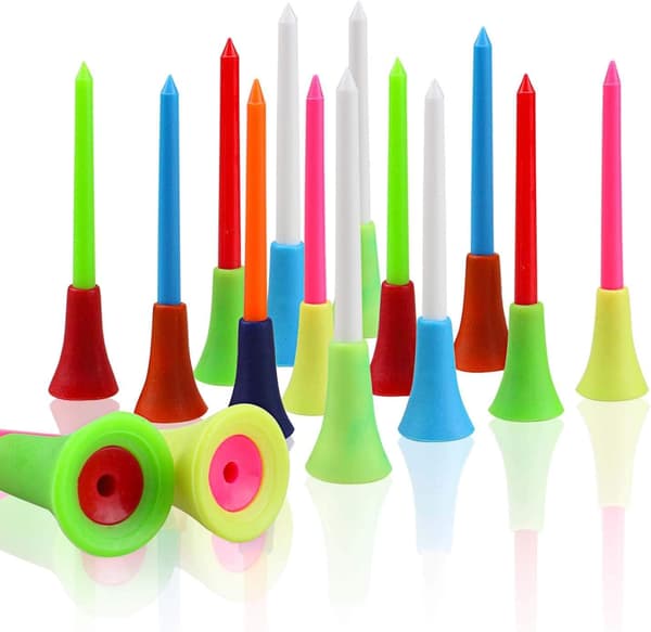 50 holdbare golftees i gummi med lang top - assorterede farver