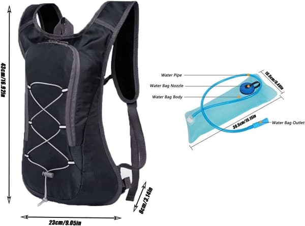 Hydration Backpack with Water Bladder and Drinking Tube, Lightweight Tear and Abrasion Resistant Backpack for Cycling, Running, Hiking, Green
