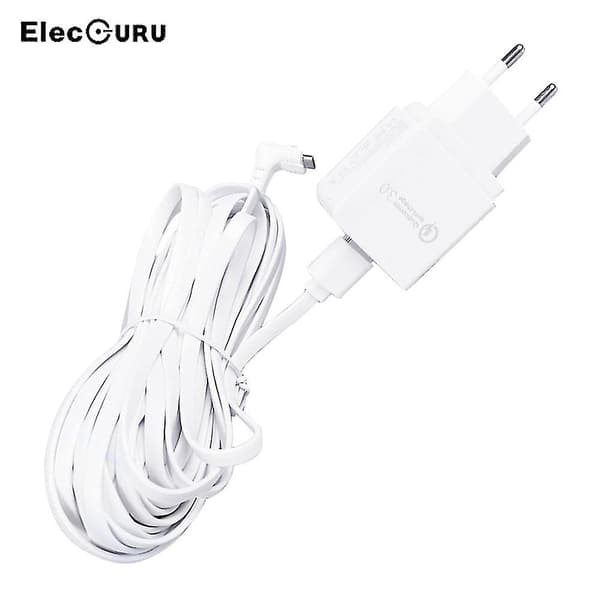 Vanntett 9m ladekabel med strømadapter for Arlo Pro 2/pro/go/light-kamera Arlo kameratilbehør hurtiglader (EU, hvit)-FX-