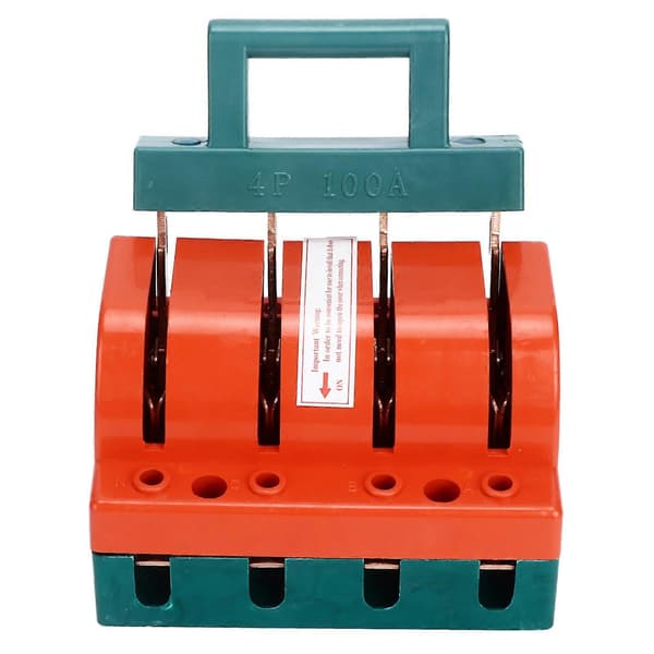 Knife Switch Safety Switch 4P Single Pole 100A AC 380V Terminal Connection Disconnect Knife Switch for Circuit Breaker