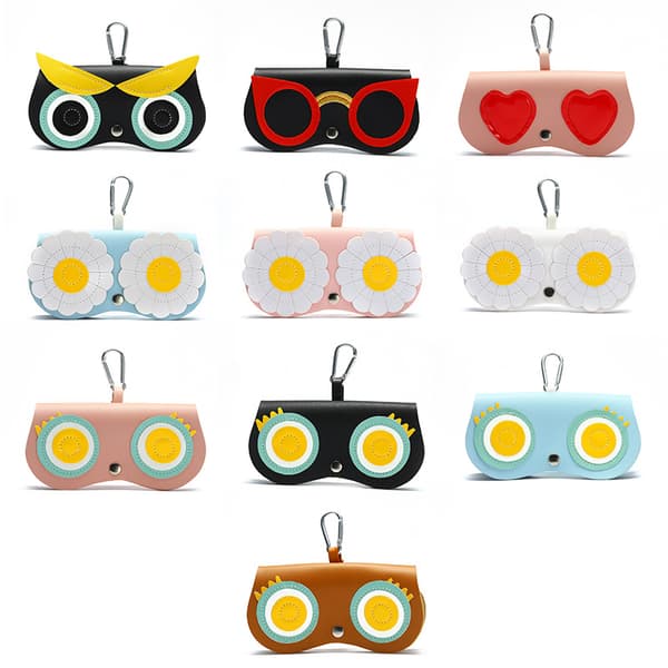 Owl-Soft Leather Glasses Case, Portable Travel Case for Glasses, Reading