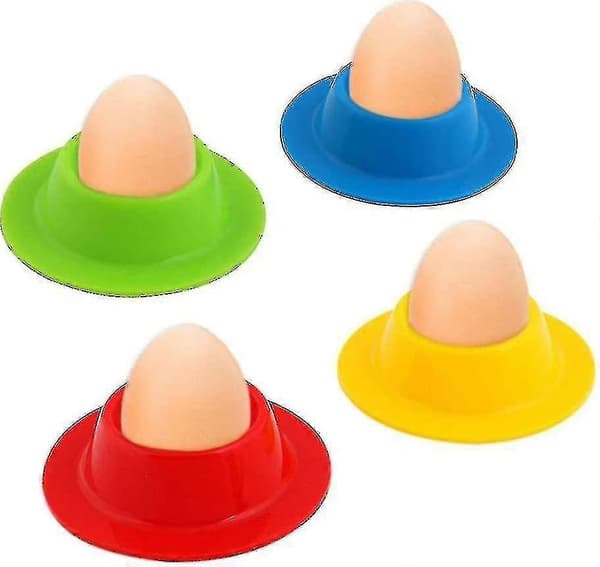 4 stk fargerike eggkopper i silikon