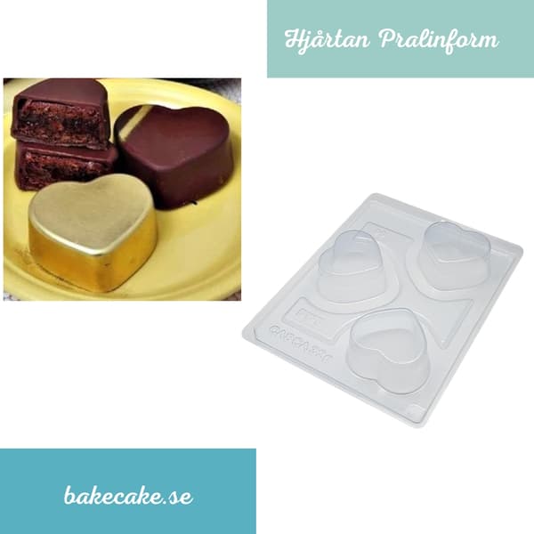 Pralinform Hjerter Sjokoladeform - BWB 99 - Spesiell 3-delt form Transparent transparent