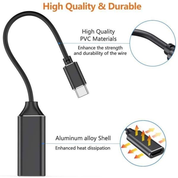 CHE® USB C till HDMI-adapter 4K, USB Typ C till HDMI-adapterkabel [Kompatibel med Thunderbolt 3 (Svart)]