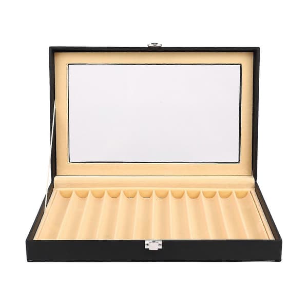 12 Svart Pennlåda Läder Pennskrin Displaybox Pu Pennlåda Läder Pennfodral