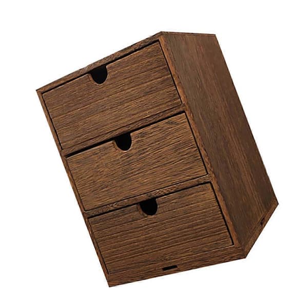 Multilayer Wooden Storage Box Desktop Sundries Sorting Drawer (Brown)