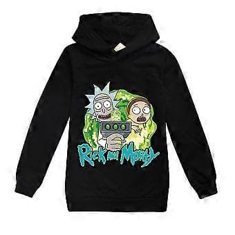 Rick And Morty Trykk Barn Gutter Hettegenser Genser Langermet Uformell Hettegenser Pullover Topper -NMAOV( 13-14 År)