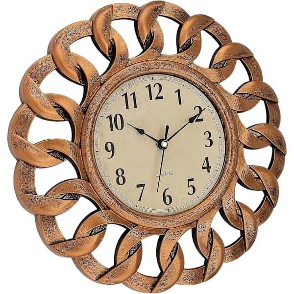 Decorative Wall Clock, 25 cm Silent Battery Operated Durable Flower Round Retro
