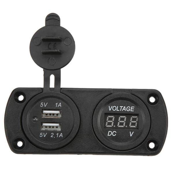 Quick Car Charger Voltmeter Dual USB 12‑24V Waterproof 2.1A Output Universal for Motorcycles Boats