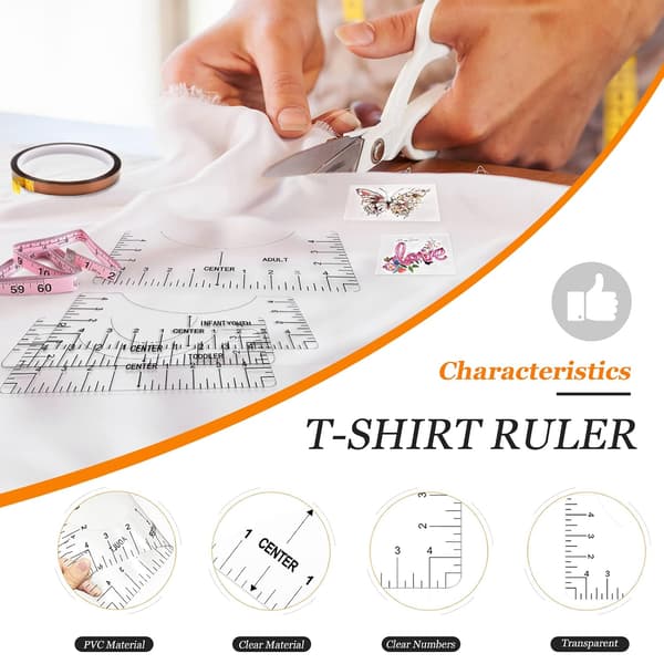 ##/Pack T-Shirt Vinyl Alignment Ruler (Clear), Clear T-Shirt Vinyl A##/